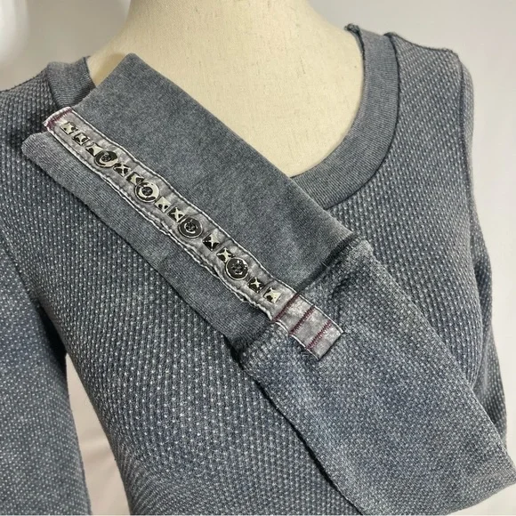 Free People • Studded Cuff Thermal Acid Wash Charcoal Gray S ASO Bella Swan - Picture 13 of 13